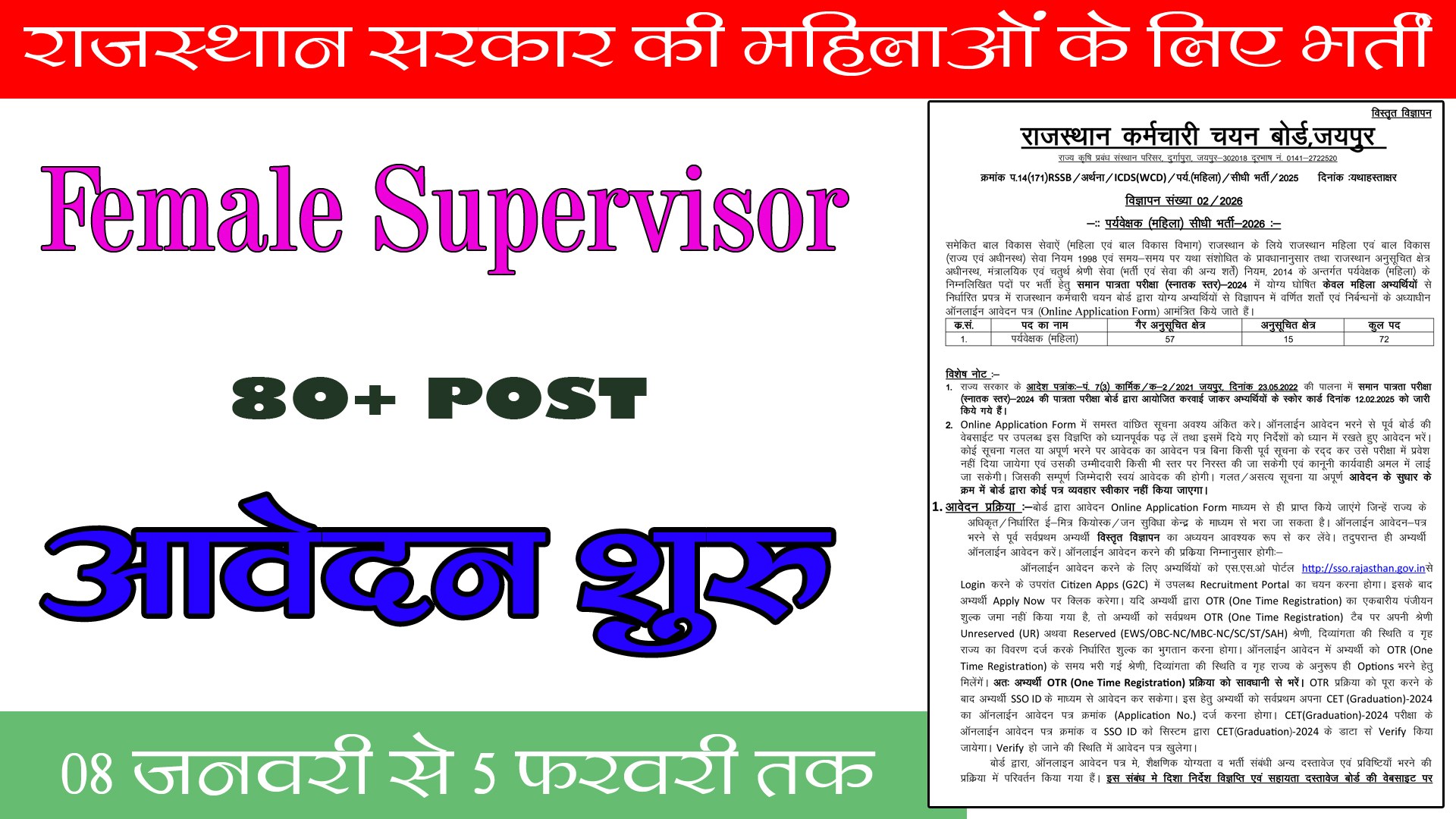 महिला पर्यवेक्षक भर्ती 2026 Notifiction जारी आज ही करे आवेदन